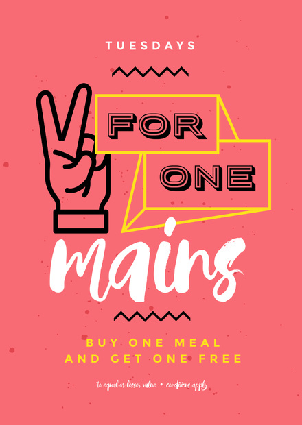 2 for One Main Meals Food Specials