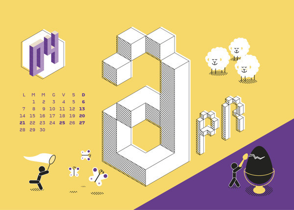 Calendario Algoritmo 2014 on Behance #year #month #calendar #months #calendar2014 #illustration #autumn #2014 #summer #spring #winter