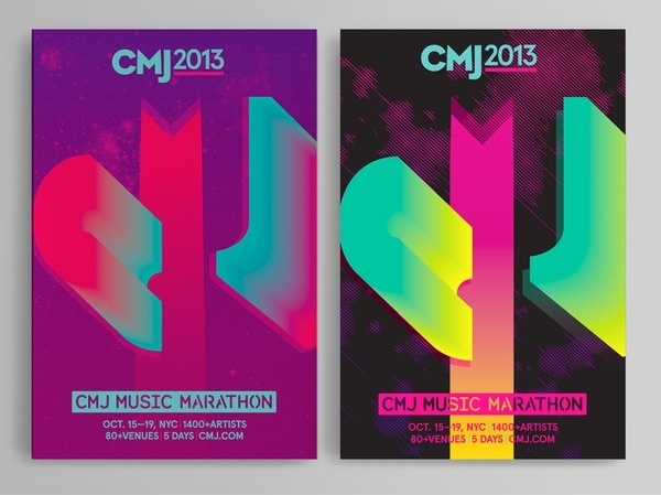 CMJ Music Marathon 2013 Max Kaplun #typography #type #poster #music #lettering #nyc #gradient #cmj2013