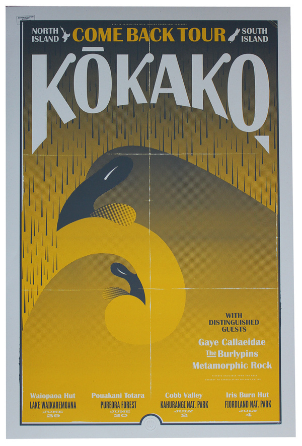 Kokako Come Back – Walter Hansen #zealand #design #bird #screeprint #poster #new