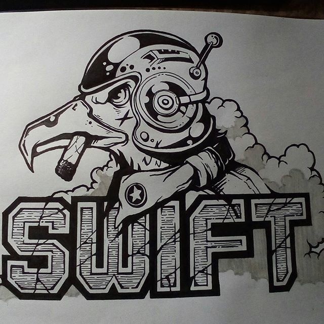 INKTOBER 2017 1.-SWIFT #inktober2017 #jakeparker #ink #swift #1 #illustration #bird #typo #typography #brake #aeronauticamilitare #sky #clo