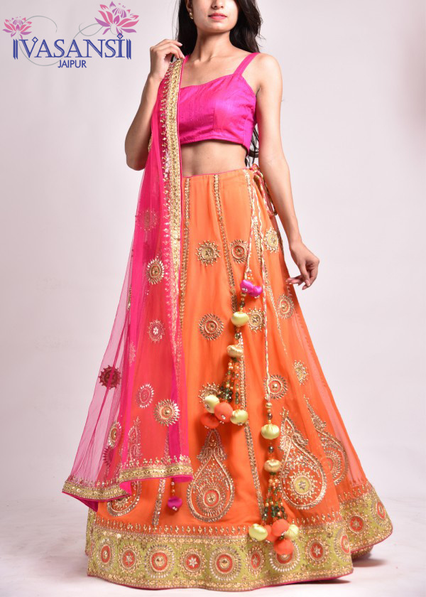 Vasansi traditional Orange Georgette Lehenga
