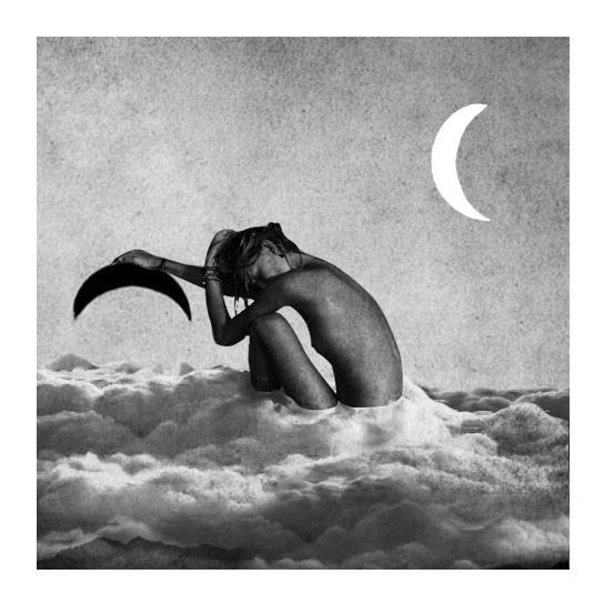 Trent Alexander Hernandez #print #design #girl #poster #abstract #moon #grayscale
