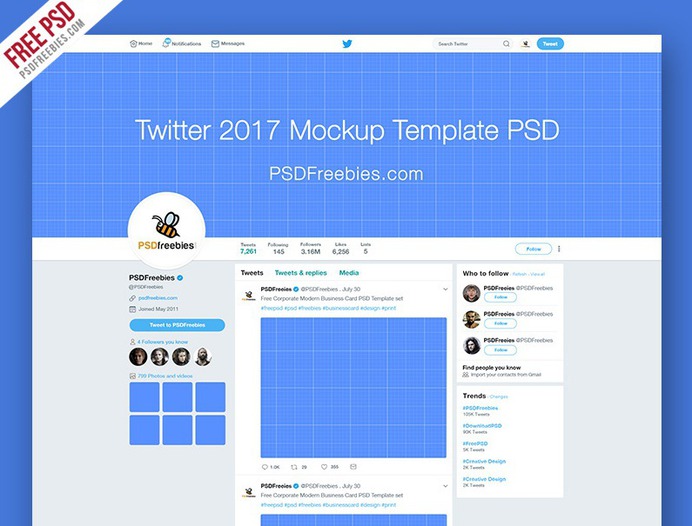 Free Twitter Profile Mockup PSD