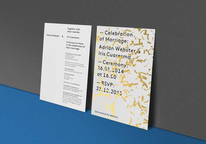 Wedding invitation #invitation #gold #type #graphic design #wedding invitation