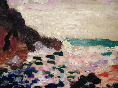 how i prefer to look at paintings (photographing them)detail from marine (la moulade), matisse (1906) #painting #art #texture