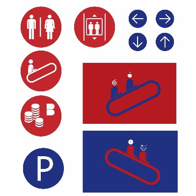 Wayfinding | Signage | Sign | Design 蓝红色调导视系统