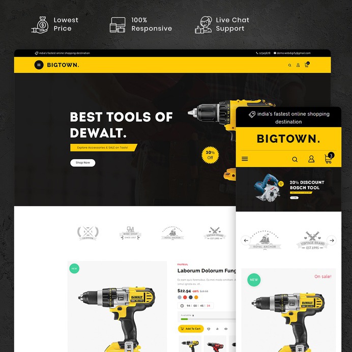 #Bigtown #Tools - #MultiPurpose Store - #Prestashop #Responsive #Theme | #TemplateTrip #eCommerce #Website #Design #Template