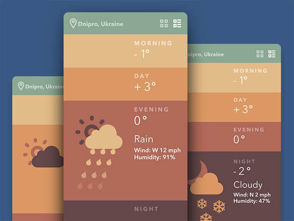 Weather Mobile App UI for Inspiration