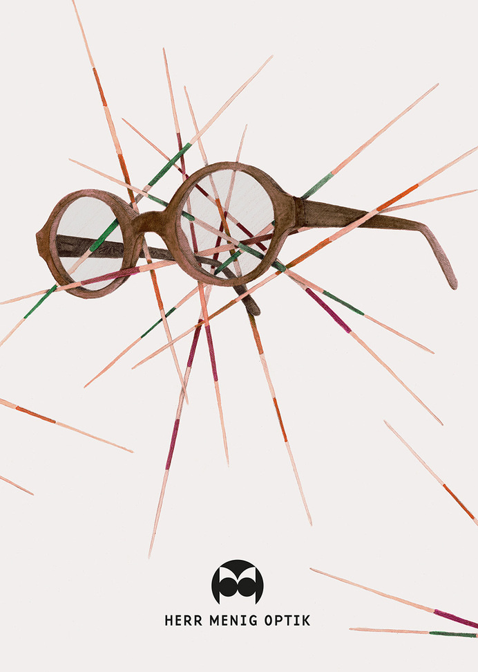 Ad illustration for Herr Menig Optik, an optician in Nürnberg Germany - www.philippzm.com #glasses #optician #illustration #ad #mikado #drawing