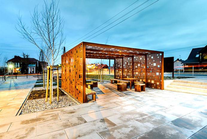 Public Space in Gora Pulawska - #outdoor, #architecture, #house, #landscaping, outdoor, architecture