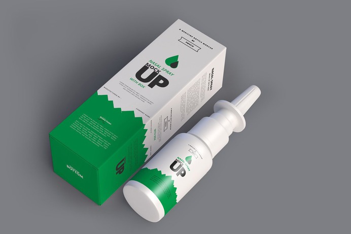 Nasal Spray Packaging Mockup PSD