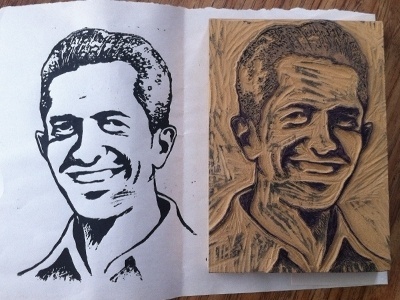 Dribbble - Block print portrait by Leonel Toribio #print #linoleum #block #portrait #man #carve