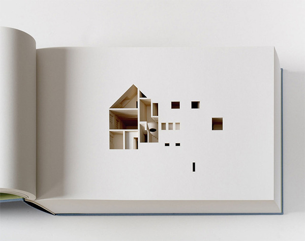 The Negative Space of a House Cut Inside a 908 Page Book #negative #building #book #space