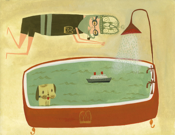 Matte Stephens #illustration #ship #bath #dog