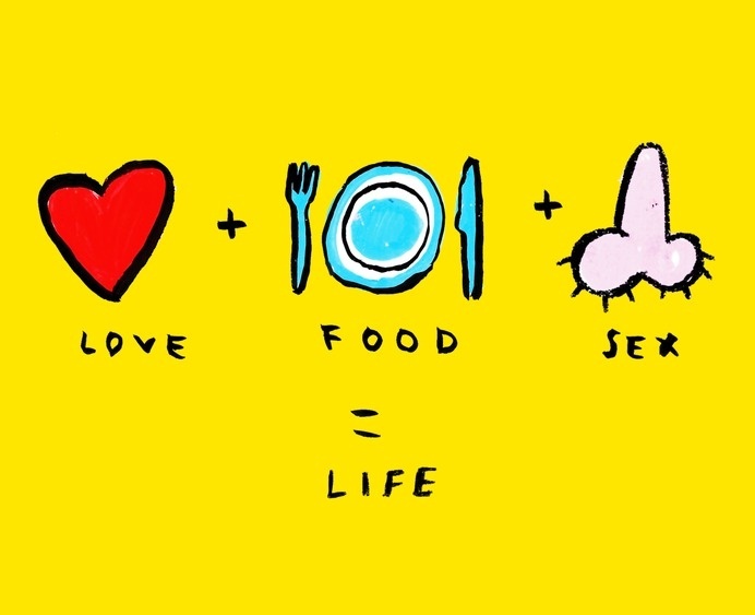 Love, food, sex = life #shutup #food #shutupclaudia #illustration #sex #love #life