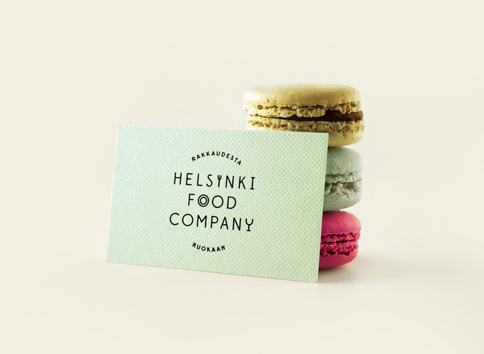 Logo and business card with an embossed surface detail for Helsinki Food Company designed by Werklig #food #branding #identity #logo #typogr