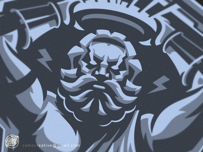 NIMBUS blue zeus design face mythology god camocreative logo character