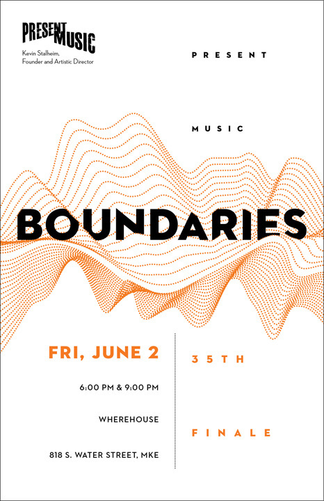 Boundaries postcard for Present Music, Milwaukee, Wisconsin