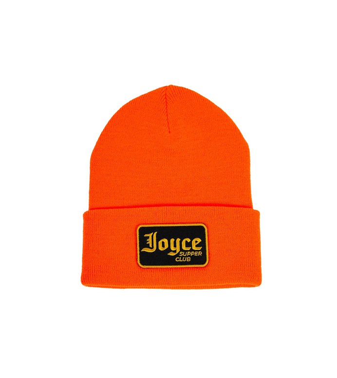 Gigi's Hunting Cap When Gigi climbed down from the deer stand wearing this beanie, the entire forest clapped. Even the squirrels. Available in Maraschino Cherry, Black Coffee, Forest Green, and Hunter Orange. One size fits all*. 💯 Percent Acrylic. Patches are sewn on. *Unless you have a rather large head, in which case we are terribly sorry and offer our deepest sympathies. #JOYCE #supperclub #midwest #minneapolis #cap #hat #winterhat #knithat #grandma #gigi