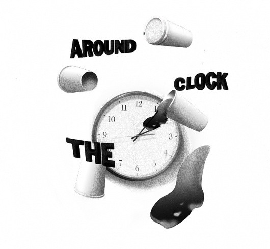 tumblr_ltwpy82T2c1qf6t5zo1_r8_1280.jpg 700×647 pixels #white #black #illustration #coffee #clock #shadow