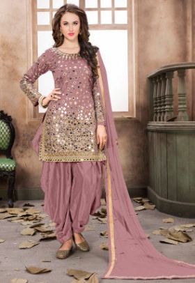 Stylish Mauve Punjabi Suits Party Wear