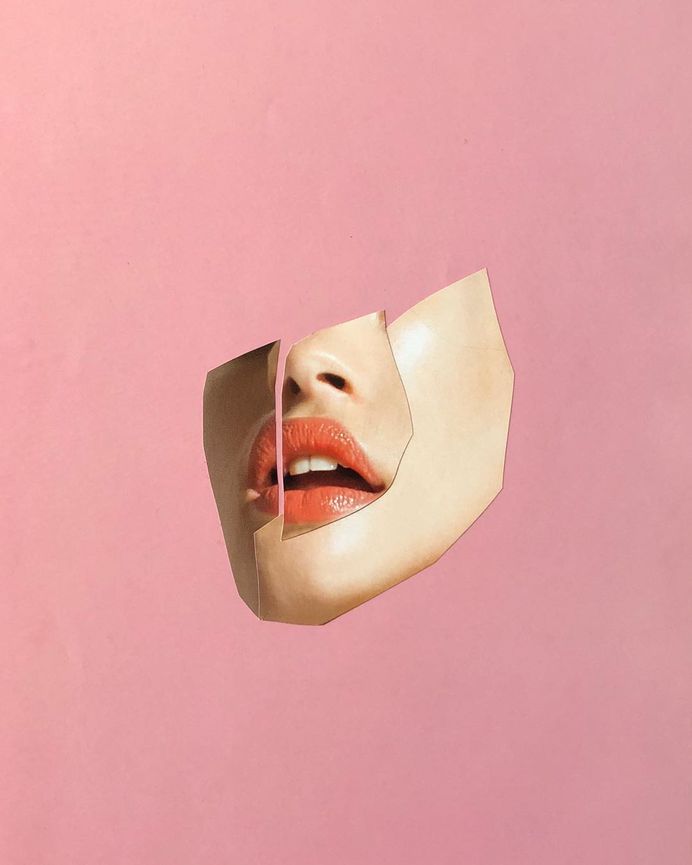 making use of leftovers part I #collage #altenresteneinechance #leftovers #pink #minimal #face #handmade #colour