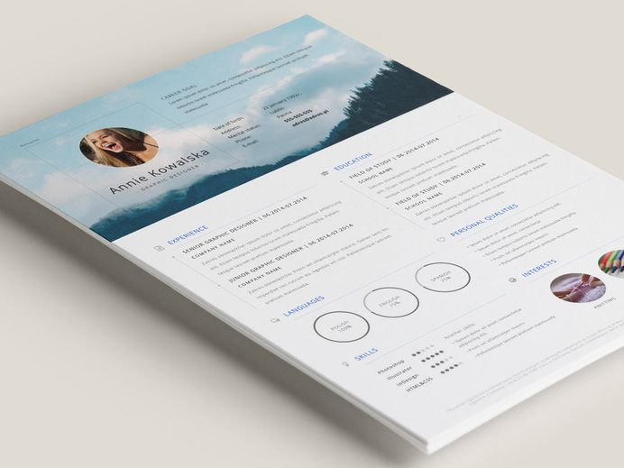 Free Minimalistic Resume/CV Template In Illustrator Format