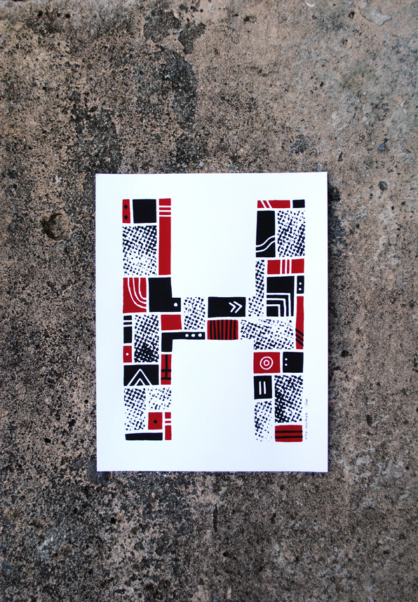 The Letter H #red #print #screenprint #screen #letter #alphabet #type #typography