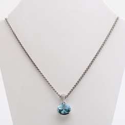 White gold necklace with aquamarine and diamonds,
