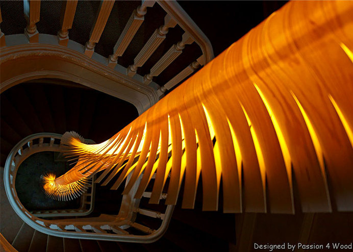 Wooden Light Sculpture by Mike Vanbelleghem helix modular lamp #modular #lamp #dooden #design #light