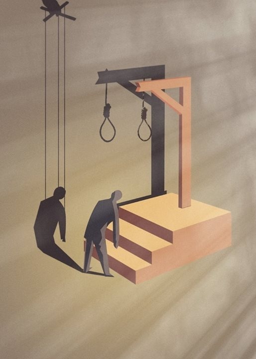 Premeditated Suicide #war #rope #puppet #illustration #premeditated #poster #suicide #death #shadow
