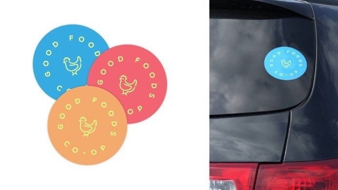 Good Foods Co-Op Stickers #visual #logos #foods #branding #pattern #button #food #brand #identity #collateral #chicken #logo #good #patchwork #buttons