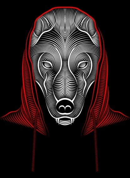 Baubauhaus. #lines #redandblack #illustration #wolf #littleredridinghood