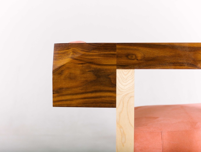 ArmChair Pink Creamson Fly Massive MIllworks #armchair #interior #furniture #modernism #wood #walnut #maple #pink #constructivism #woodwork