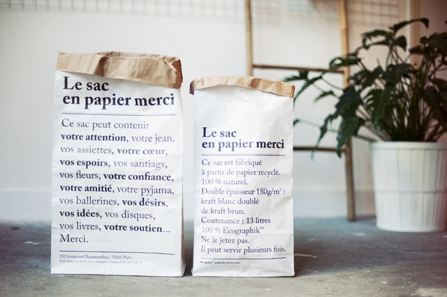 Merci paper folding bag #branding #merci #paperbag #paper #typography
