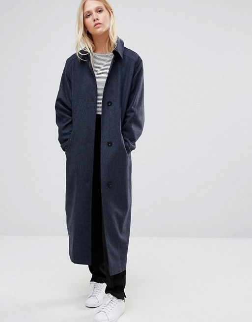 Cooper & Stollbrand | Cooper & Stollbrand – Lockerer Oversize-Staubmantel aus marineblauer, gesprenkelter Wolle