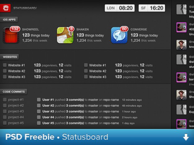 Psd freebie • statusboard Free Psd. See more inspiration related to Template, Board, Psd, Horizontal, Freebie, Status and Riot on Freepik.