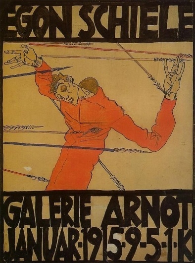 Self Portrait as St. Sebastian (exhibition poster) 1915 Egon Schiele #poste #poster