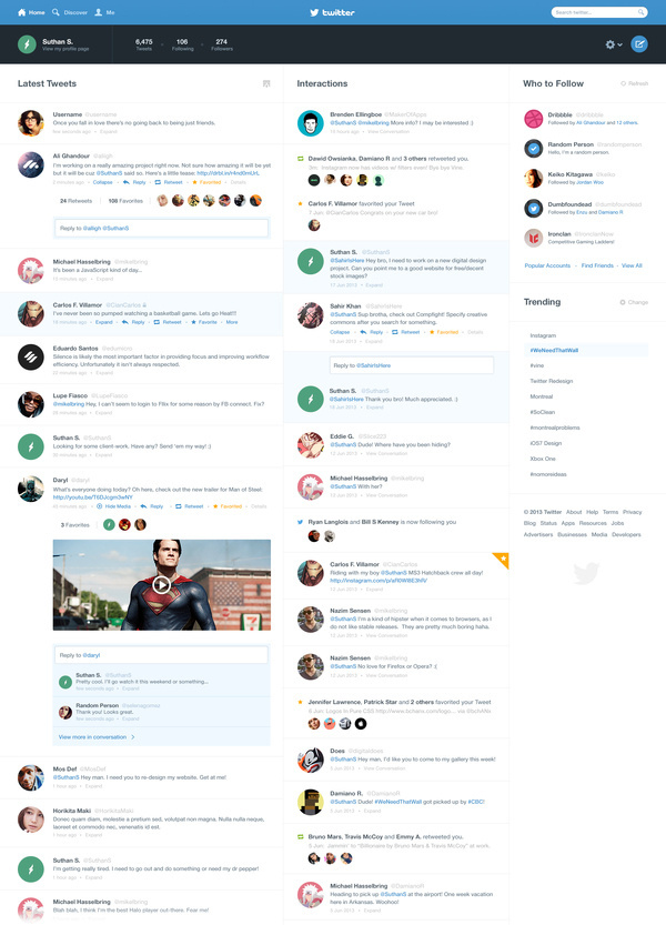 Twitter dashboard #profile #redesign #ui #dashboard #twitter