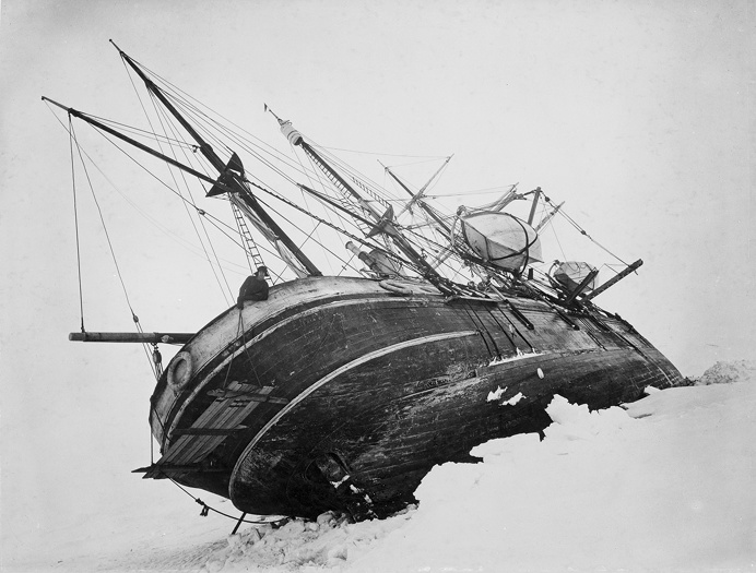 ship, ice, stuck, vintage, antique, photo, photography