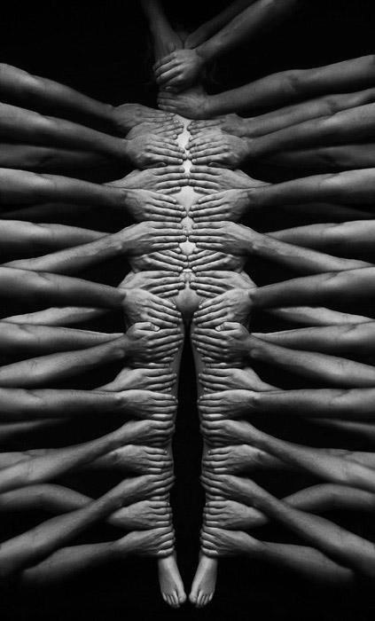 hands black and white body