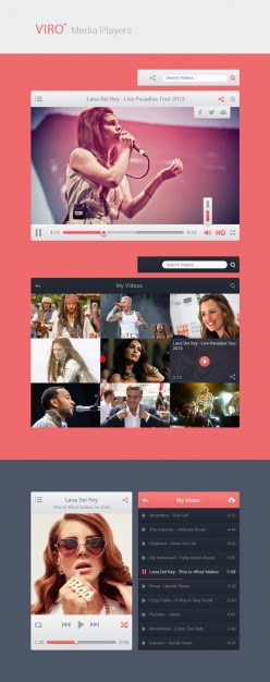 Modern media players with audio and video Free Psd. See more inspiration related to Music, Video, Modern, Ui, Media, Psd, Audio, Video player, Player, Vertical and Players on Freepik.