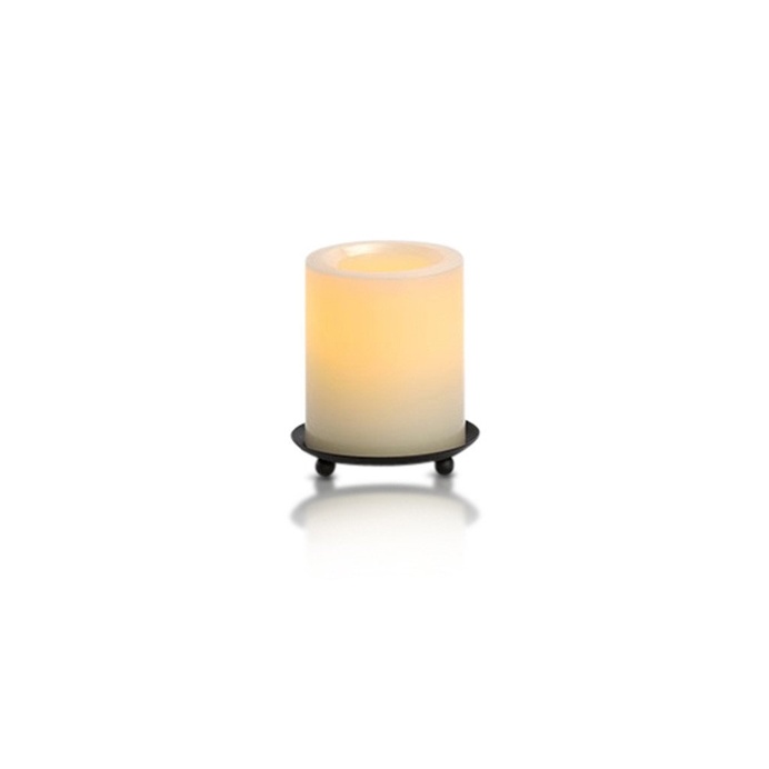 Champagne Round Wax LED Flameless Pillar Candle 10cm x 8cm