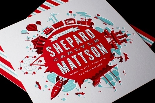 Shepard's Birth Announcement « Mattson Creative #creative #birth #red #letterpress #ty #announcement #baby #mattson