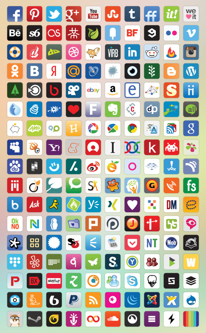 Basic Round Corners Gradient Color Icons Set #corners #round #free #icons #social