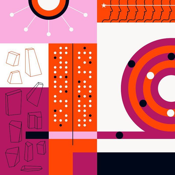 Crop from an annual report Illustration in the work this week. #annual #vector #grid #shapes #color #ilustración #illustration #graphic #design #report #info #data #red