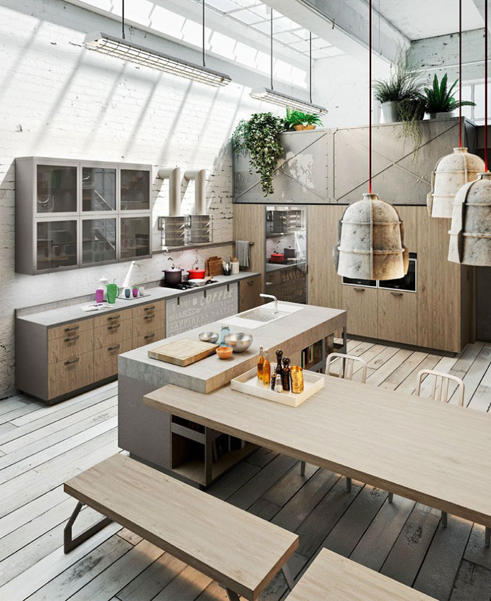 Loft Style Kitchen Design by Michele Marcon - #kitchen, #kitchens, kitchen ideas, kitchen design