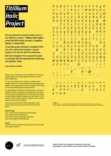 titillium italic project | calzinispaiati #manifesto #italic #titillium #urbino #source #type #open