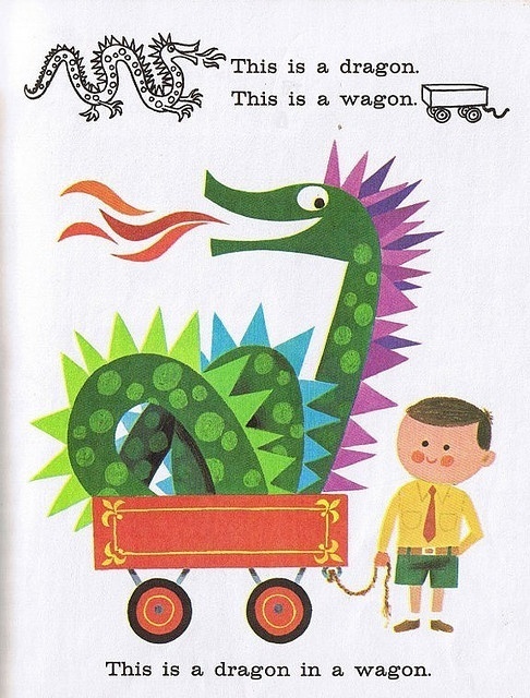 Mid Century Modern Graphic Design #dragon #modern #in #wagon #illustration #mid #century